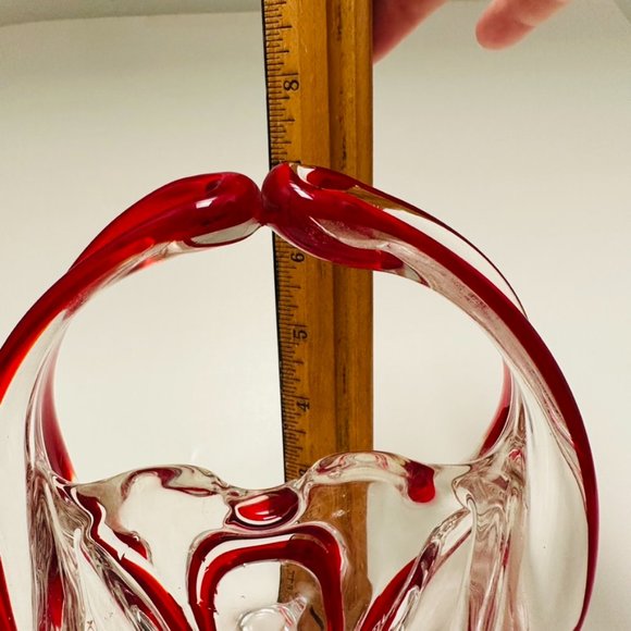 1970s Murano Style Organic Glass Basket Shaped Sculpture Bowl - Picture 8 of 8
